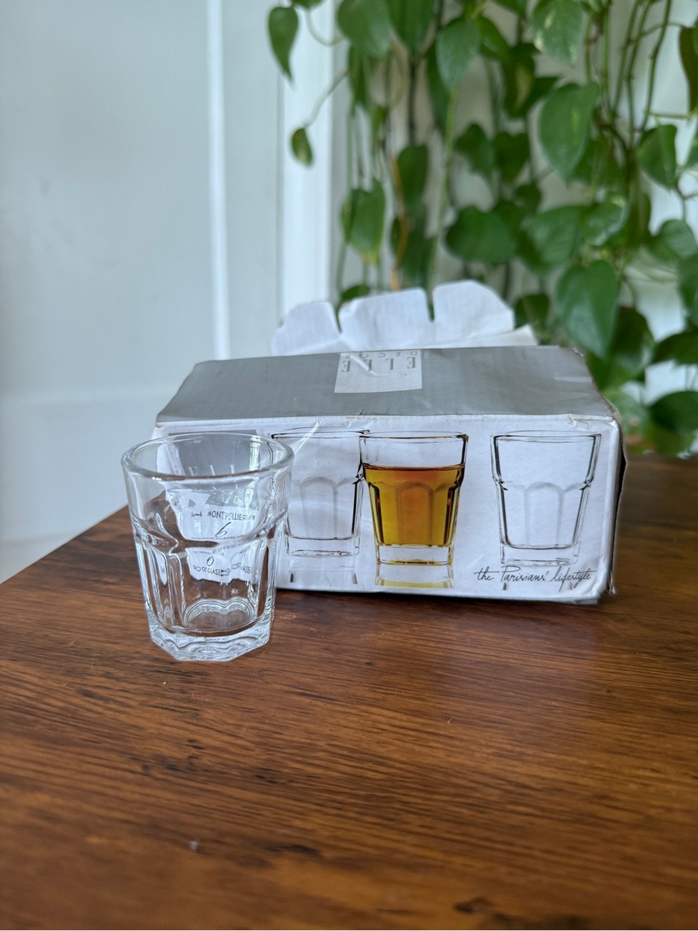 ELLE Clear Glass Tumbler - Set of montipellier Style Drinking Glass (4)